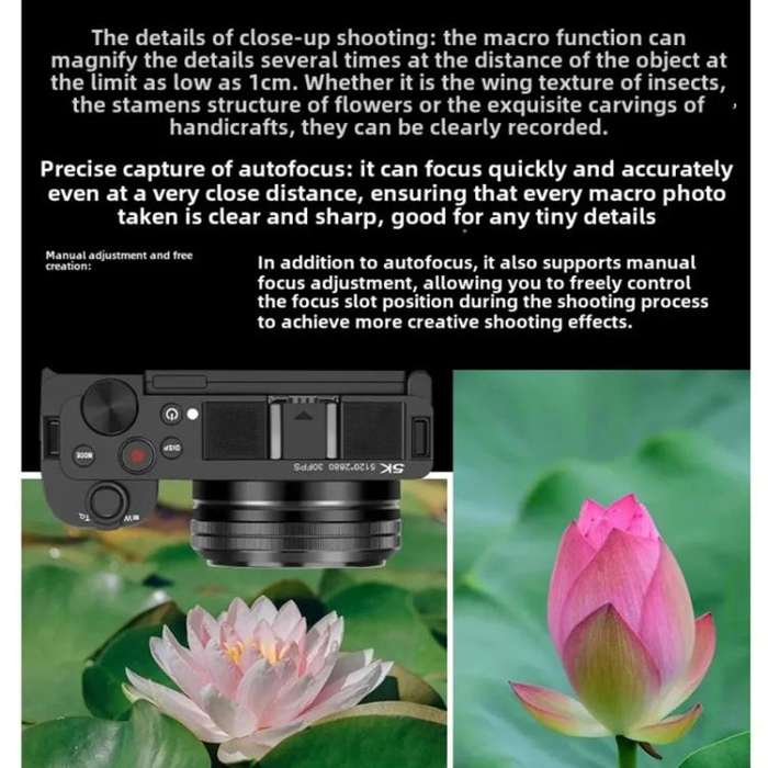 Ordro G930 8.0MP 5K CCD Digital Camera 5X Optical Zoom & Wide-Angle 3.2" Touch Screen Vlogging Ca...