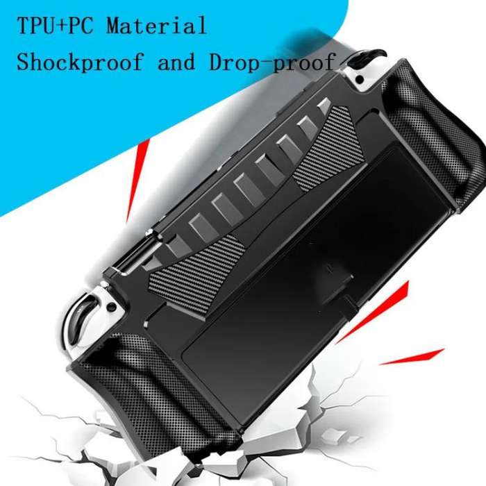 For Switch OLED Console TPU Protective Cover Integrated Shell With 2 Game Card Slots(Black)