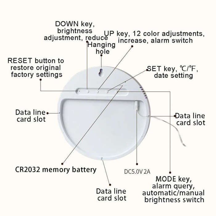 Wifi App Control LED Digital Wall Clock With RGB Light Multi-Functional Alarm Clock(White Shell B...