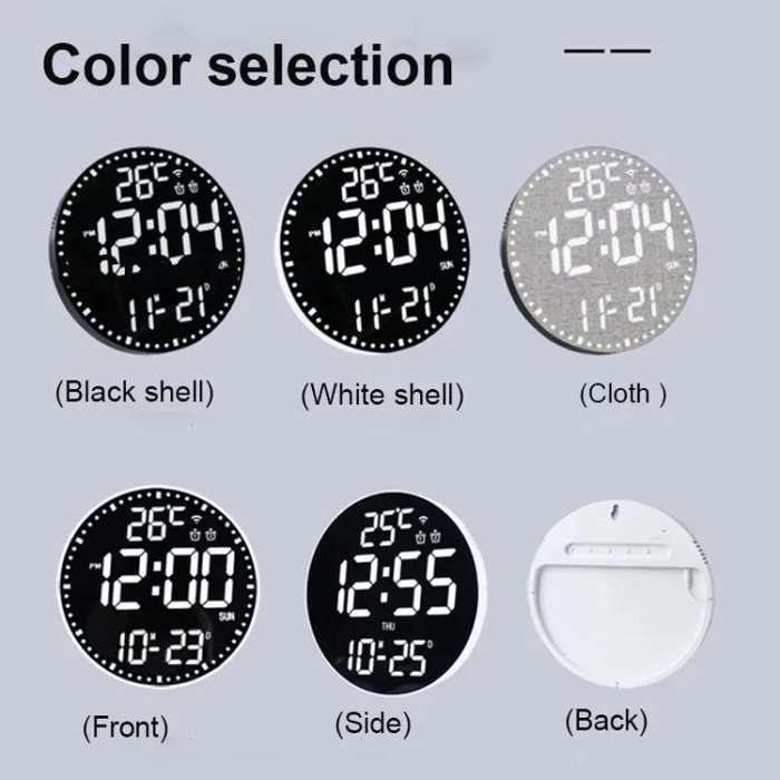 Wifi App Control LED Digital Wall Clock With RGB Light Multi-Functional Alarm Clock(White Shell B...