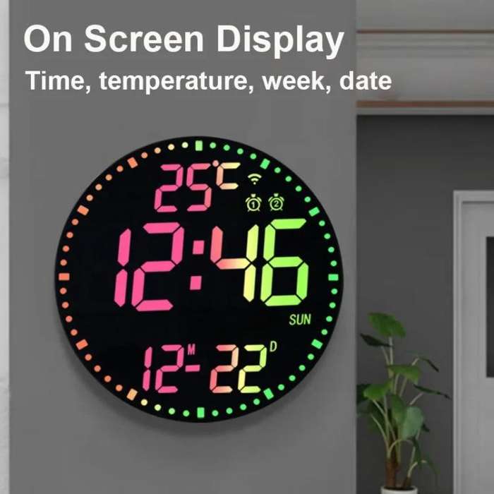 Wifi App Control LED Digital Wall Clock With RGB Light Multi-Functional Alarm Clock(White Shell B...