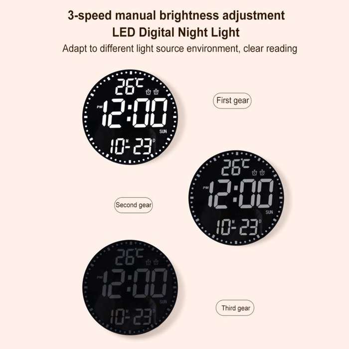 11.6-Inch RGB Wall Clock With Remote Control Multi-Functional Alarm Clock Bamboo+Bamboo