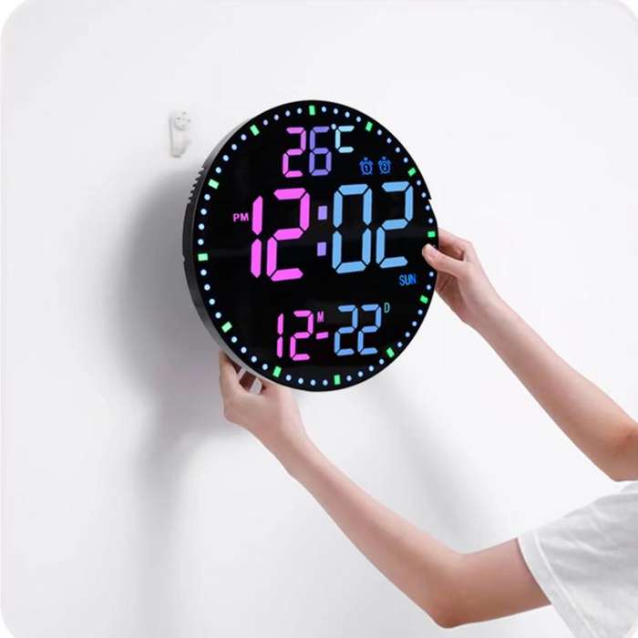 11.6-Inch RGB Wall Clock With Remote Control Multi-Functional Alarm Clock  White+Cloth