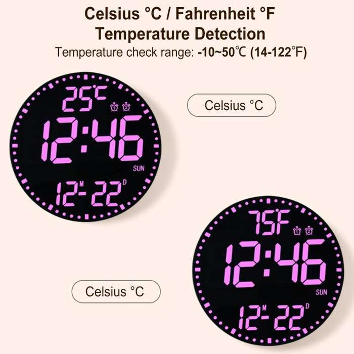 11.6-Inch RGB Wall Clock With Remote Control Multi-Functional Alarm Clock Bamboo+Bamboo