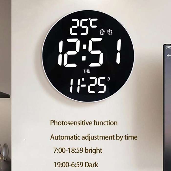 11.6-Inch White Light Wall Clock With Remote Control Multi-Functional Alarm Clock White+Cloth