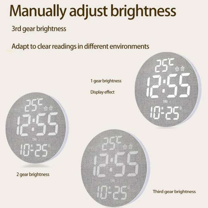 11.6-Inch White Light Wall Clock With Remote Control Multi-Functional Alarm Clock White+Cloth
