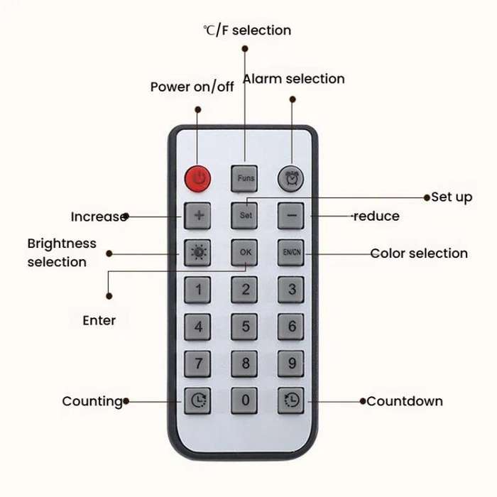 11.6-Inch White Light Wall Clock With Remote Control Multi-Functional Alarm Clock Bamboo+Cloth