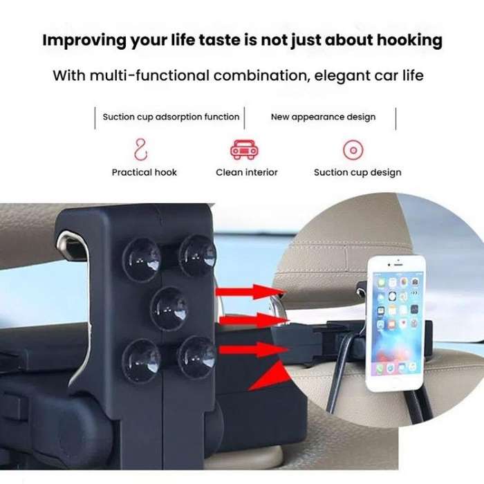 Car Hook Car Seatback Hanging Hook Auto Clothes Bag Hanger, Style: Without Suction Cup