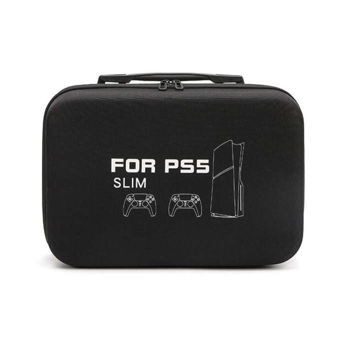 BKANO For Sony PS5 Slim Storage Bag Hard-Shell Shoulder Suitcase Storage Case(Black)