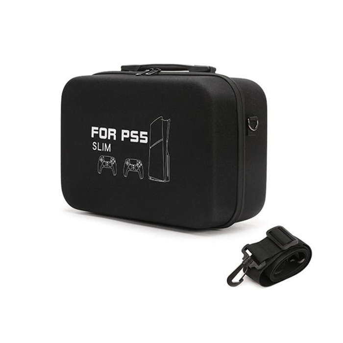 BKANO For Sony PS5 Slim Storage Bag Hard-Shell Shoulder Suitcase Storage Case(Gray)