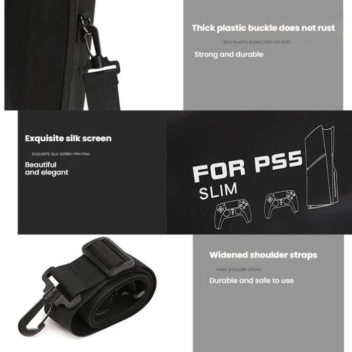 BKANO For Sony PS5 Slim Storage Bag Hard-Shell Shoulder Suitcase Storage Case(Gray)