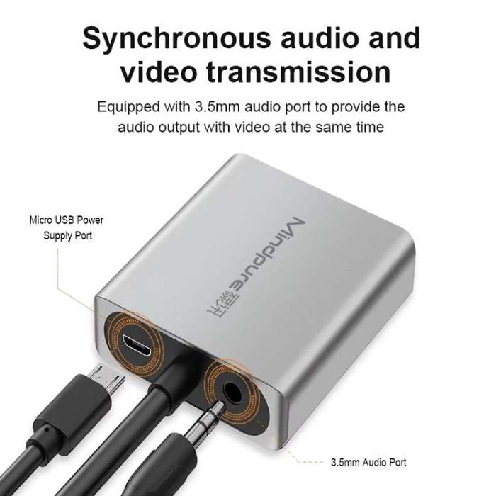 Mindpure AD014 Upgraded Version VGA To HDMI Converter For Computer Monitor Cable Adapter With Aud...