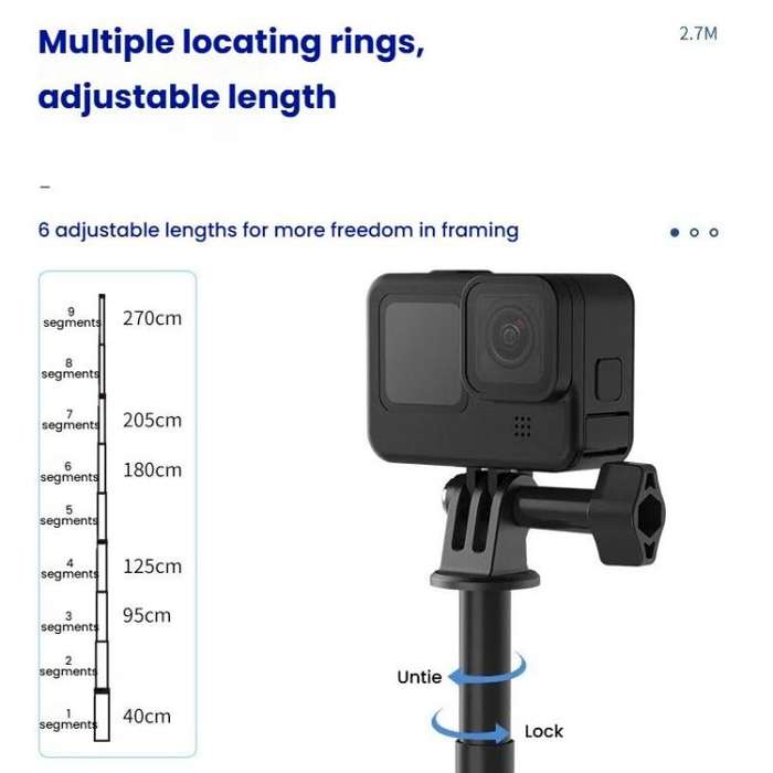 TELESIN Gen 2 2.7m Carbon Fiber Selfie Stick Sports Camera Extension Rod For GoPro HERO13 Black /...