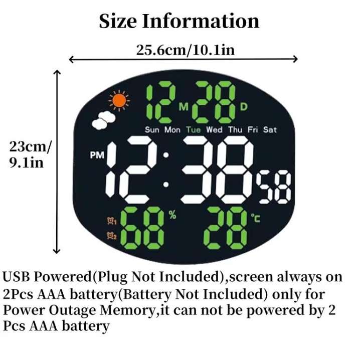 Digital Wall Clock Weather Station Forecast TEMP Humidity 2 Alarm Table Clock With Remote Control...