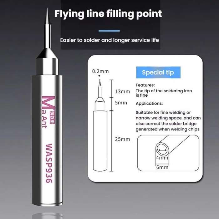 MaAnt WASP936 Universal Flying Wire Soldering Iron Tip Lead-Free Soldering Tip, Style: I