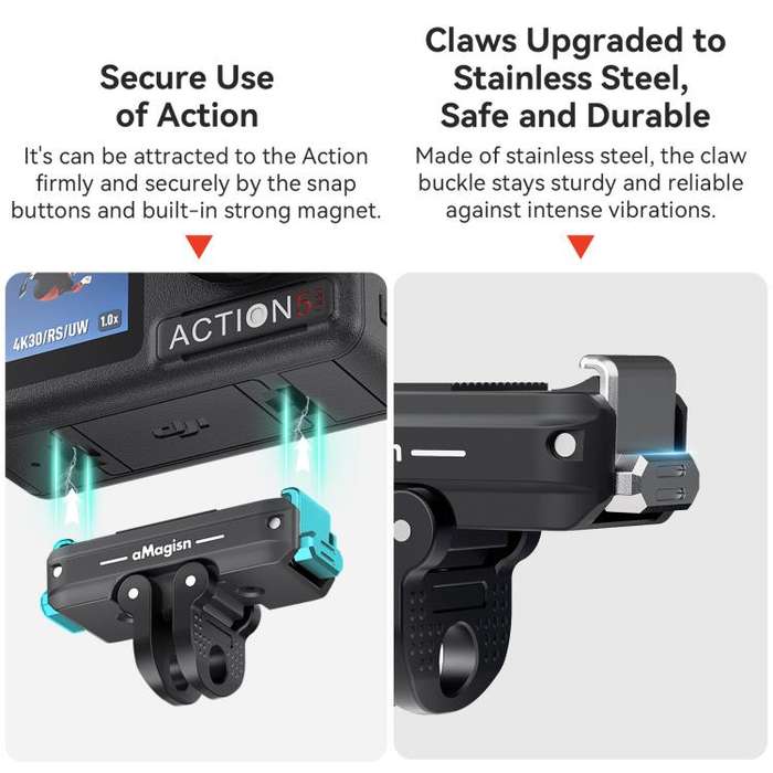 For DJI Osmo 360/Action 5 Pro/4/3 aMagisn Metal Magnetic Quick Release Mount Dual Interface Adapt...