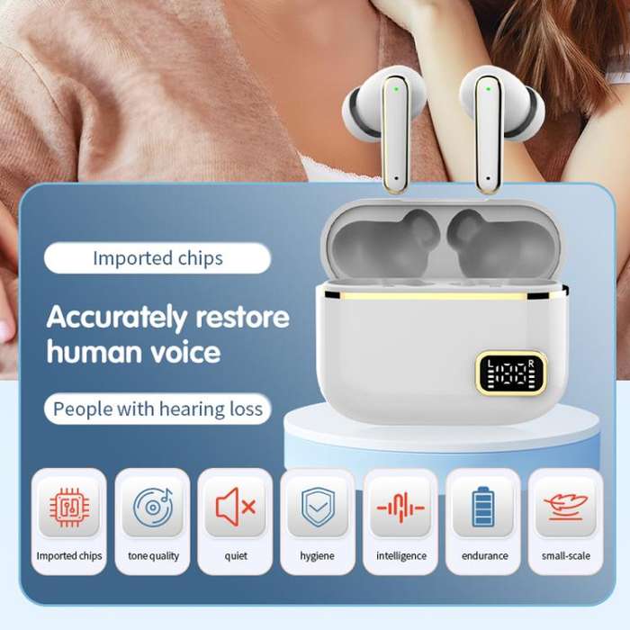 Smart Touch In-Ear Hearing Aid With Digital Charging Compartment(Black)