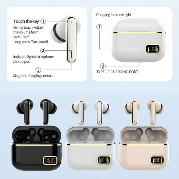 Smart Touch In-Ear Hearing Aid With Digital Charging Compartment(Black)