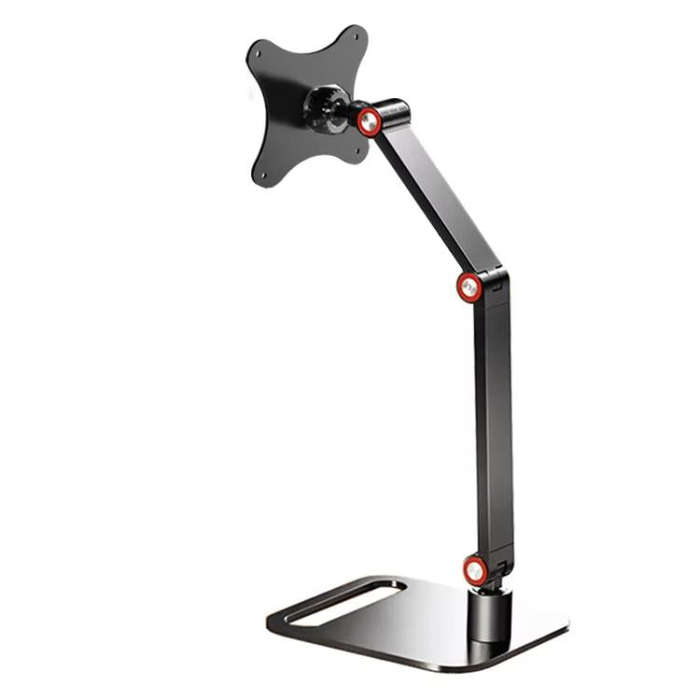 Portable Vesa Monitor Stand Height Adjustable Swivel Desk Mount For 17-Inch Screens(Black)