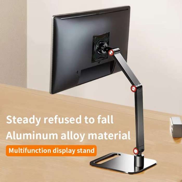 Portable Vesa Monitor Stand Height Adjustable Swivel Desk Mount For 17-Inch Screens(Black)