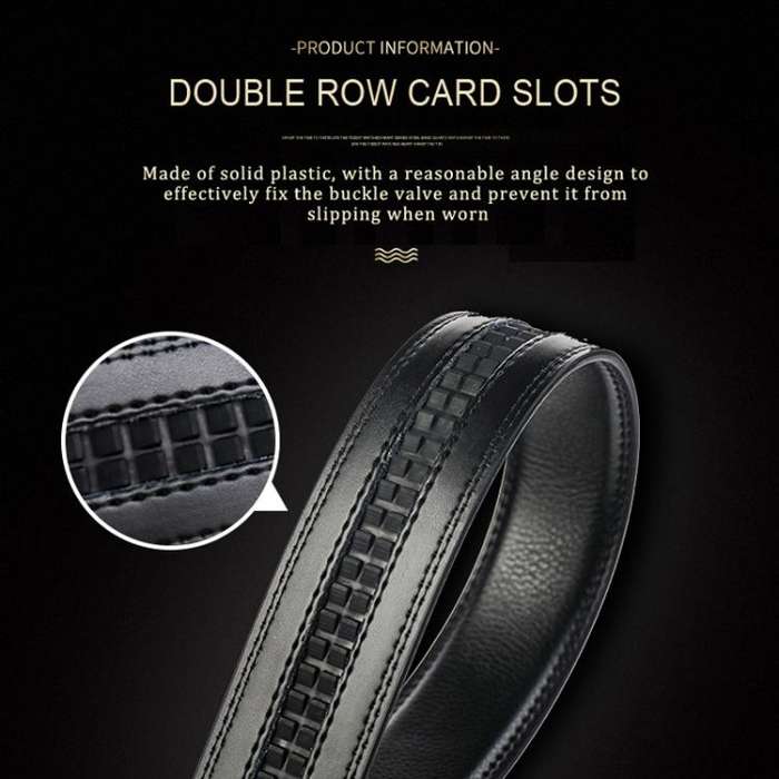 Dandali Men Leather Automatic Buckle Belt, Length: 110cm(Black)