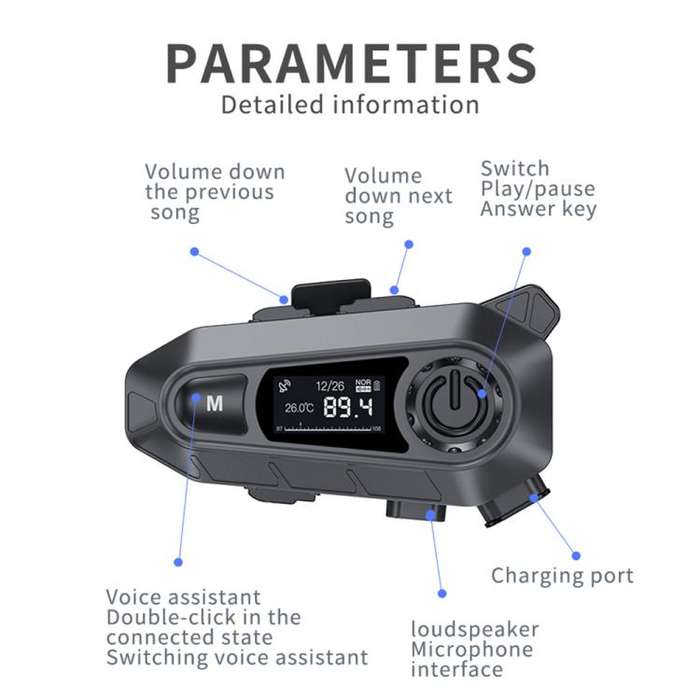 A1 IP67 Waterproof Motorcycle Helmet Noise Reduction Bluetooth Headset, Spec: Hard Mic