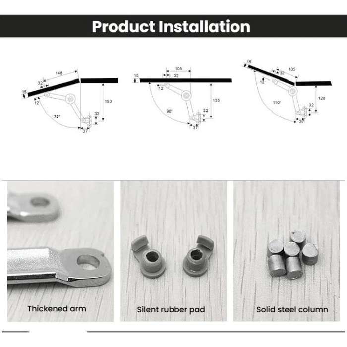 Randomly Stop Cabinet Wardrobe Door Support Hinge Adjustable Mechanical Up / Down Flap Door Suppo...