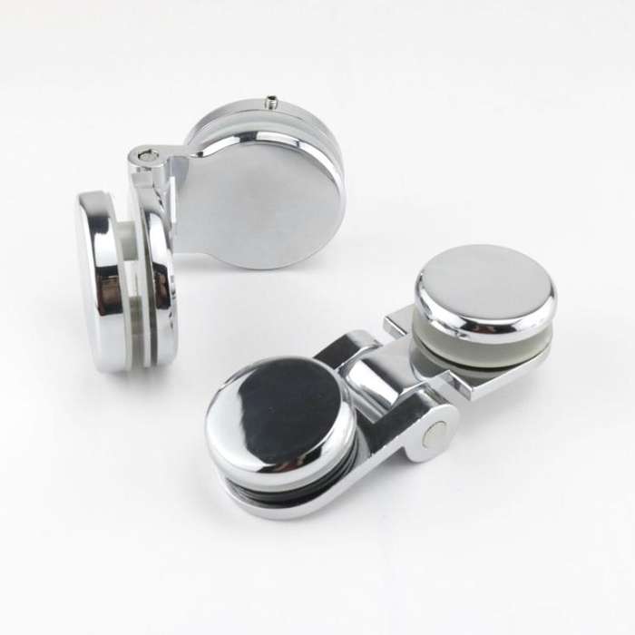 Frameless Glass Door Hinge Display Wine Cabinet 180 Degree Window Door Round Hinge, Spec: Bilater...