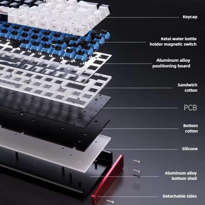 Ajazz ALUX68 MAX RGB Single Wired DIY Magnetic Shaft Mechanical Keyboard, Color: Snow Bottel