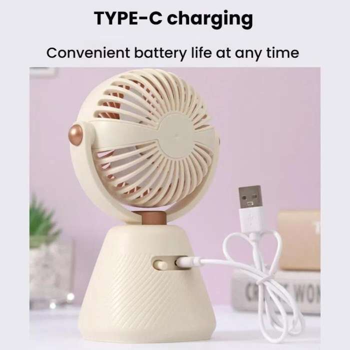 Desktop 100-speed Mini Student Bedroom Fan Portable USB Rechargeable Desktop Small Fan(Purple)