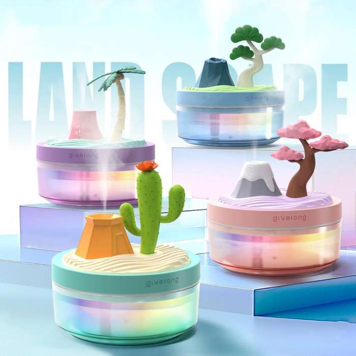Givelong Mini Portable Landscape Humidifier Plant Pot Hydrator Mister USB Car Spray Aromatherapy ...