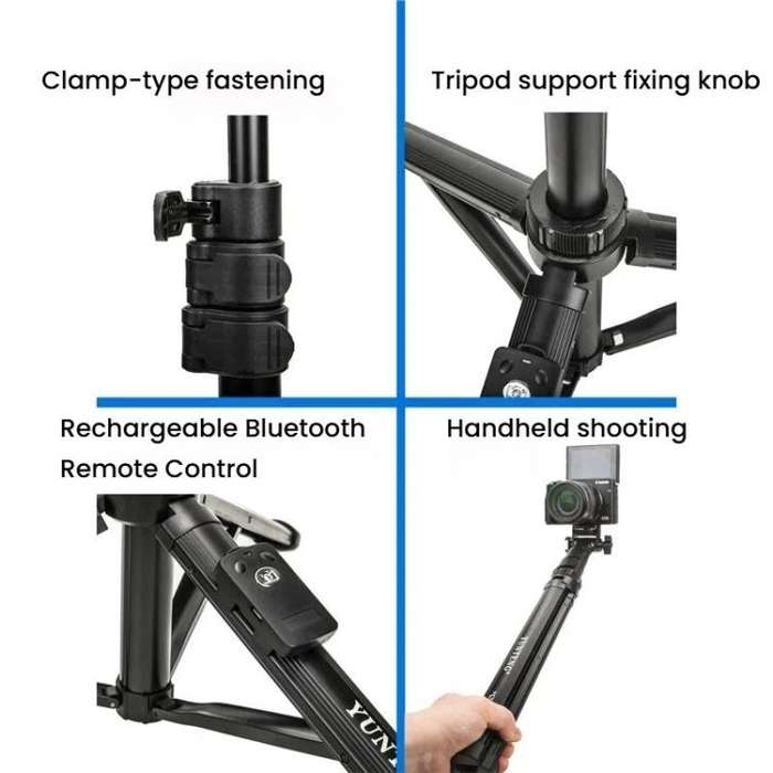 YUNTENG 91666L 18.5-67 Inch Adjustable Tripod Selfie Stick With Remote Control For Phone and Came...