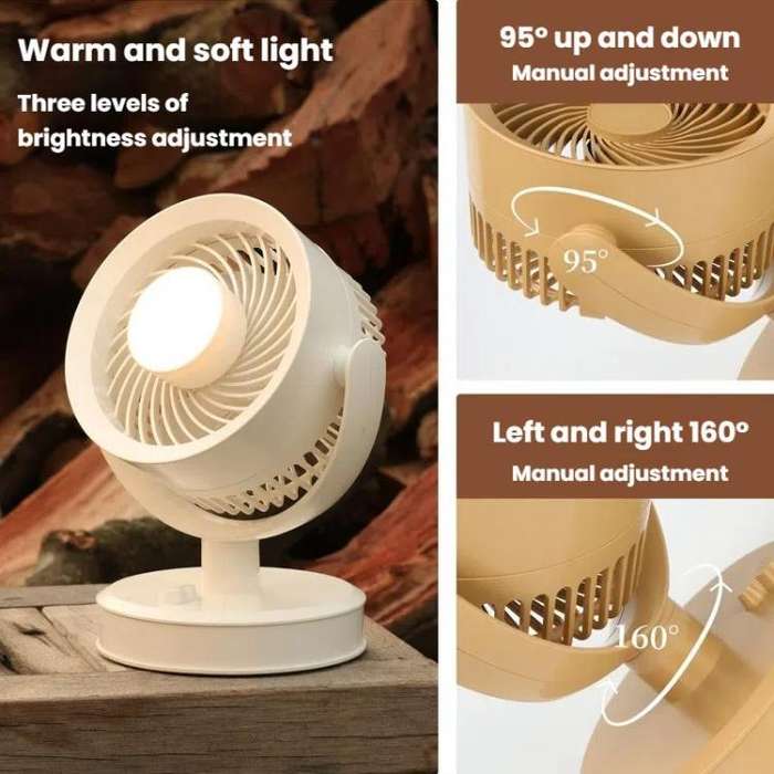Desktop Fan Outdoor Student Office Portable Rechargeable USB Tabletop Small Fan, Color: Without L...