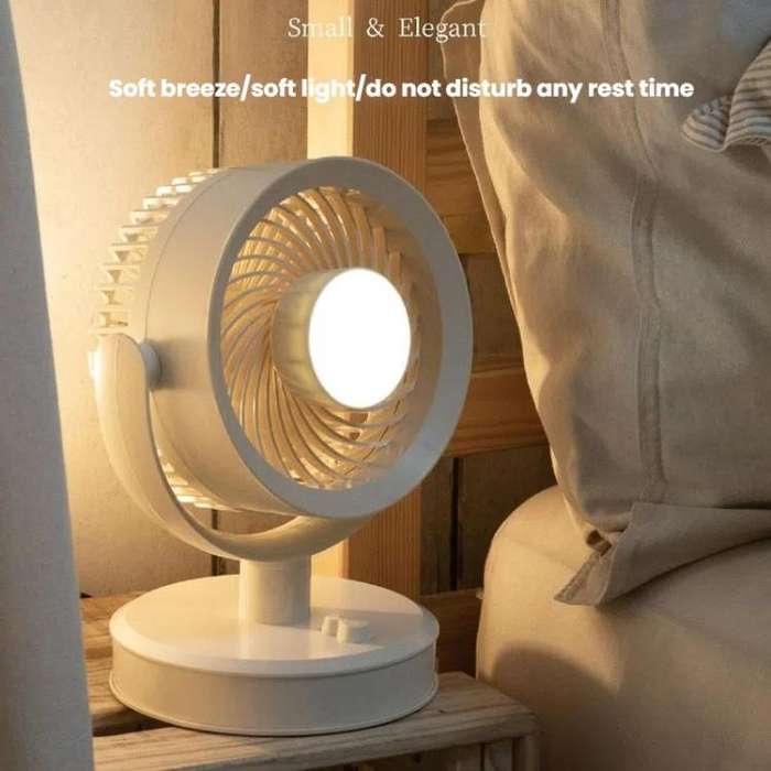 Desktop Fan Outdoor Student Office Portable Rechargeable USB Tabletop Small Fan, Color: Without L...