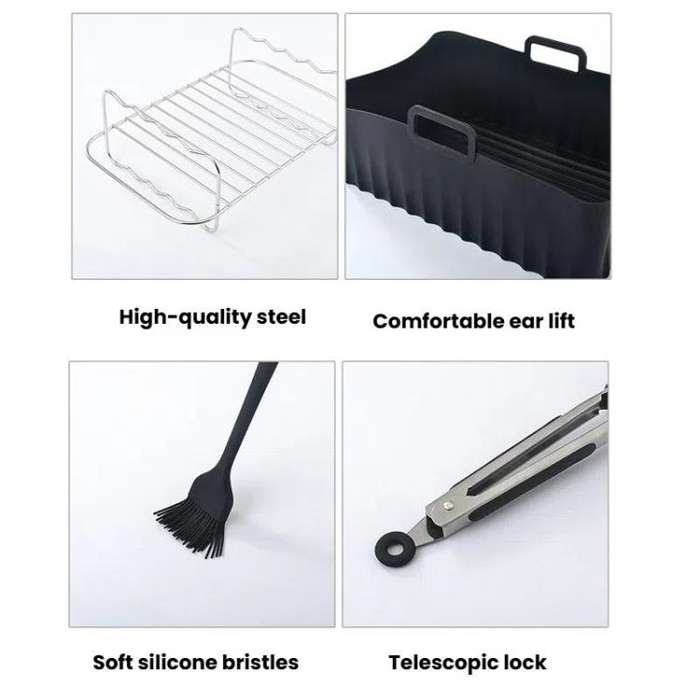 25 In 1 Air Fryer Accessories Set Airfryer Mold Liner Reusable Oven Grill Baking Rack