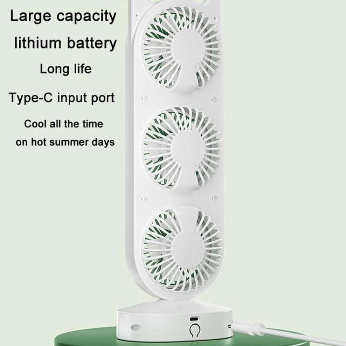 Simple Triple Turbine Design Fan Large Wind Desktop USB Charging Portable Home Outdoor Dormitory ...