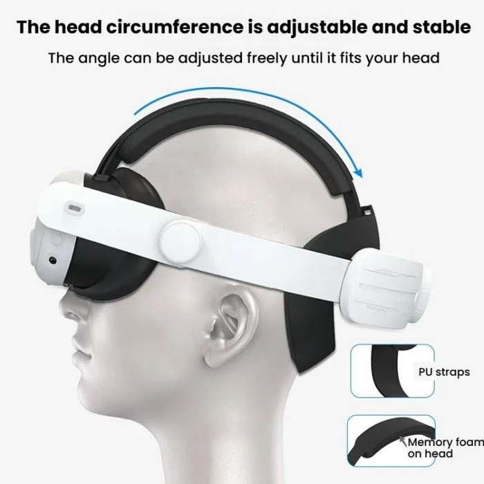 For Quest 3 / 3S Adjustable Headband No Face Pressure VR Head Strap Accessories(Black White)