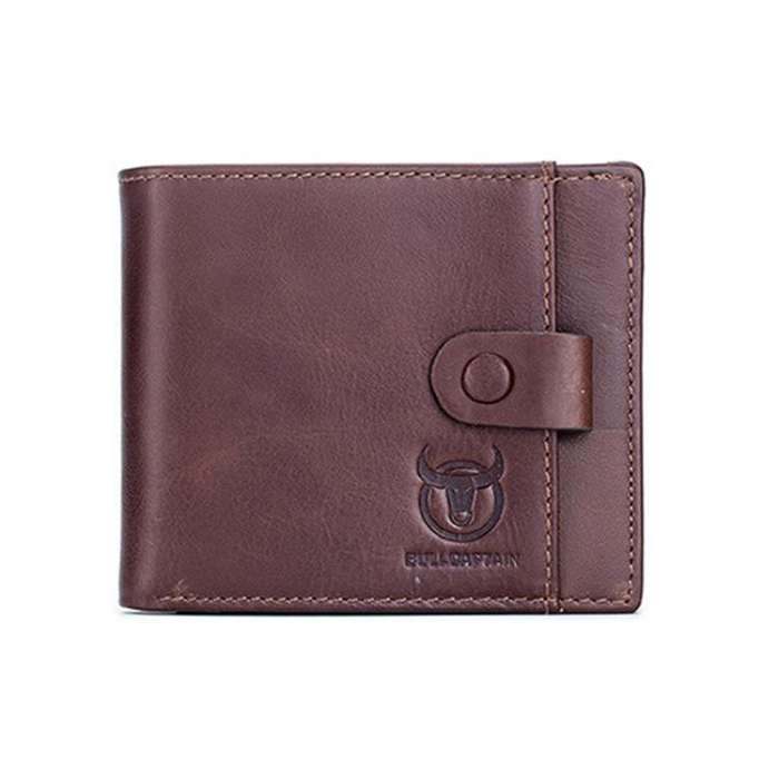 BULL CAPTAIN 038 RFID Anti-Theft Top Layer Cowhide Casual Wallet Driver ID Card Slot Wallet(Coffee)