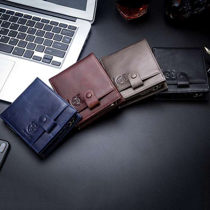BULL CAPTAIN 038 RFID Anti-Theft Top Layer Cowhide Casual Wallet Driver ID Card Slot Wallet(Coffee)