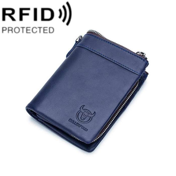 BULL CAPTAIN 050 RFID Anti-theft Top Layer Multi-Slot Wallet with Detachable Coin Purse(Blue)