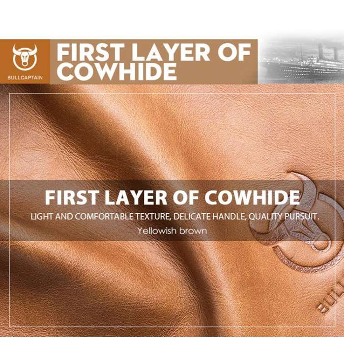 BULL CAPTAIN 050 RFID Anti-theft Top Layer Multi-Slot Wallet with Detachable Coin Purse(Coffee)