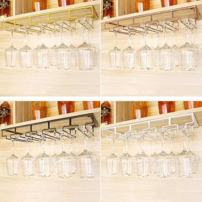Upside Down Hanging Wine Cup Holder Cabinet Goblet Bracket Hanging Wine Glass Holder, Size: 3 Slo...
