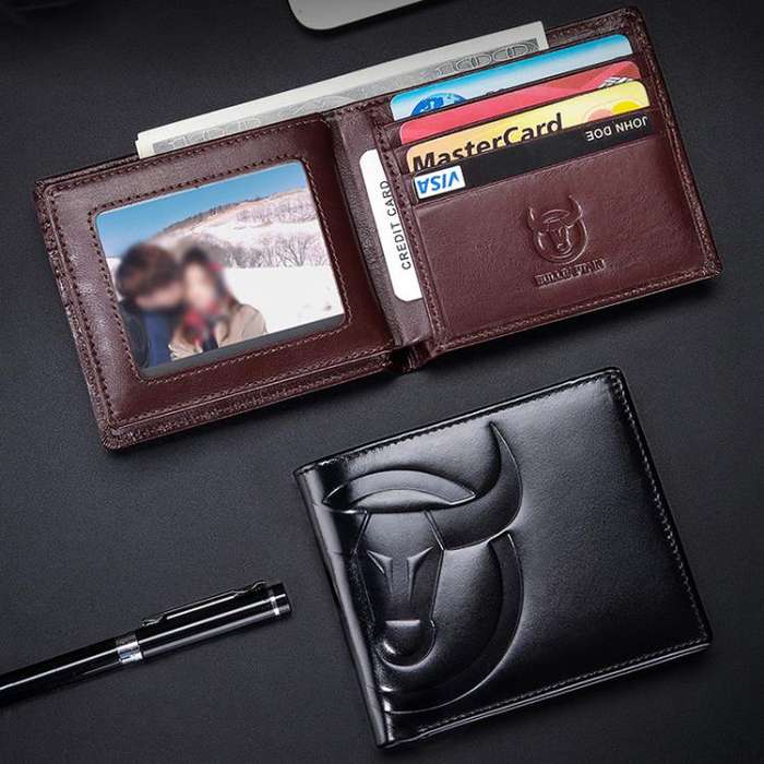 BULL CAPTAIN 0203 RFID Anti-theft Top-layer Cowhide Multiple Card Slots Wallet(Coffee Vertical)