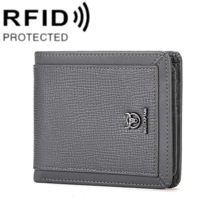 BULL CAPTAIN 07 RFID Anti-theft Top-layer Cowhide Multiple Card Slots Wallet(Gray)