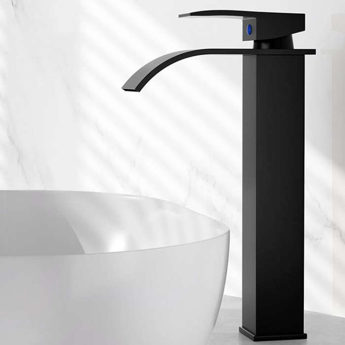 Waterfall Wash Basin Faucet Stainless Steel Hot/Cold Water Mixer Tap for Sink Basin, Spec: High B...