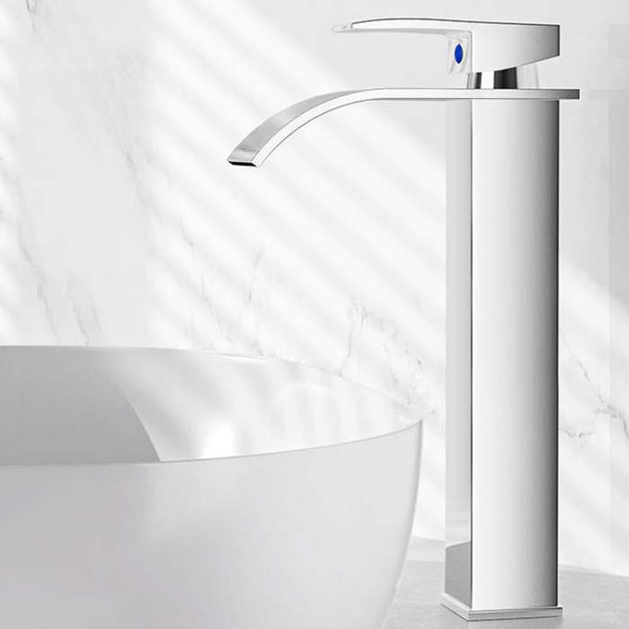 Waterfall Wash Basin Faucet Stainless Steel Hot/Cold Water Mixer Tap for Sink Basin, Spec: High S...