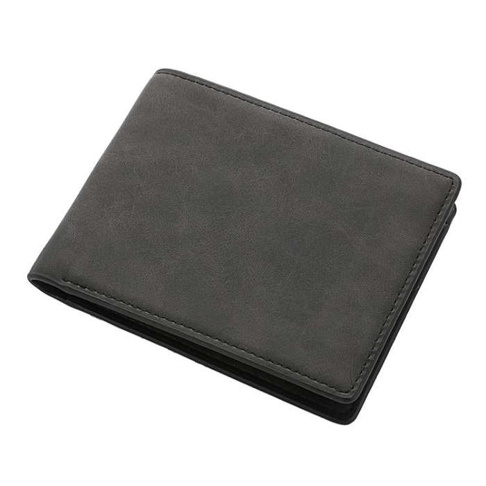 DEABOLAR Men Short Wallet Zipper Simple Soft Leather Purse Card Bag Student Retro Leather Wallet(...