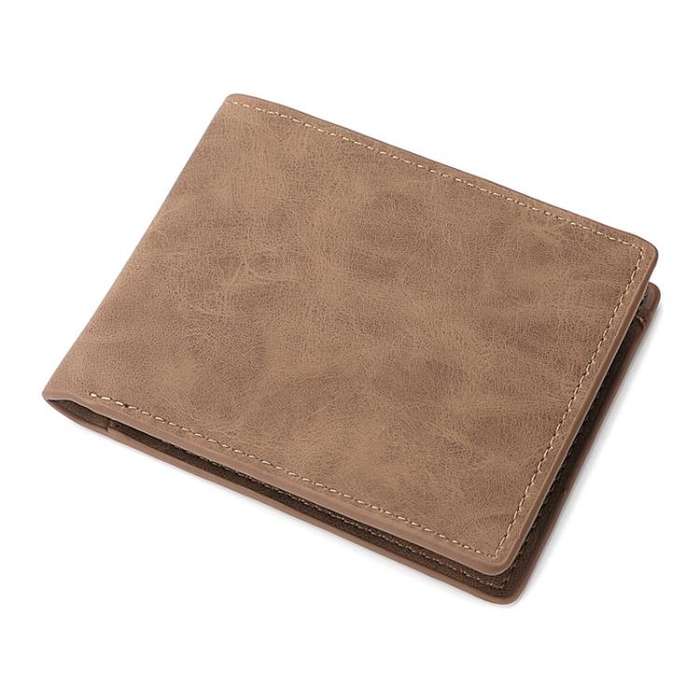 DEABOLAR Men Short Wallet Zipper Simple Soft Leather Purse Card Bag Student Retro Leather Wallet(...