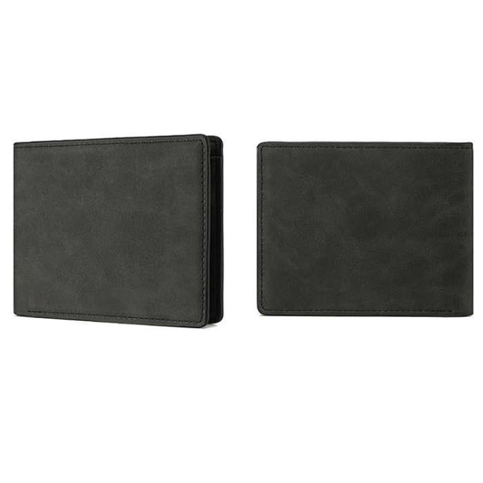 DEABOLAR Men Short Wallet Zipper Simple Soft Leather Purse Card Bag Student Retro Leather Wallet(...