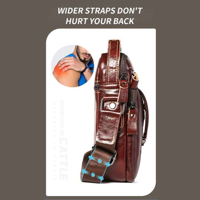 BULL CAPTAIN 041 Large Capacity Top Layer Cowhide Retro Shoulder Messenger Bag(Brown)